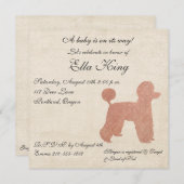 ヴィンテージピンクプードルシルエットベビー招待状 招待状 (正面/裏面)