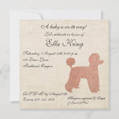 ヴィンテージピンクプードルシルエットベビー招待状 招待状 (正面)