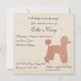 ヴィンテージピンクプードルシルエットベビー招待状 招待状