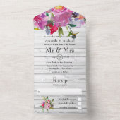 ヴィンテージピンクプー素朴ニーフローラ庭園の結婚式 オールインワン招待状 (内側)