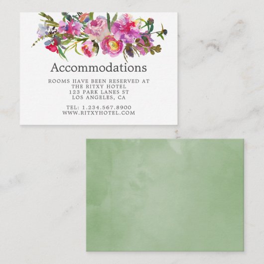 ヴィンテージピンクプー結婚ニーの宿泊 エンクロージャーカード (正面/裏面)