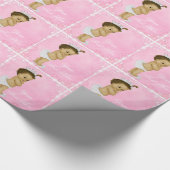 ヴィンテージピンクベビーガールシャワーラッピング紙 ラッピングペーパー (角)