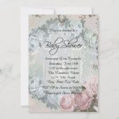 ヴィンテージピンクベビーガールシャワー 招待状 (裏面)