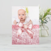 ヴィンテージピンクベビーガールフォトサンキューカード サンキューカード (スタンド正面)