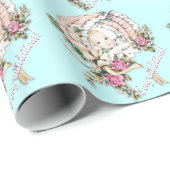 ヴィンテージピンクベビーシャワーラッピング紙 ラッピングペーパー (ロールコーナー)