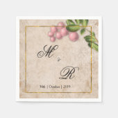 ヴィンテージピンクベリー結婚ズモノグラムの スタンダードカクテルナプキン (正面)