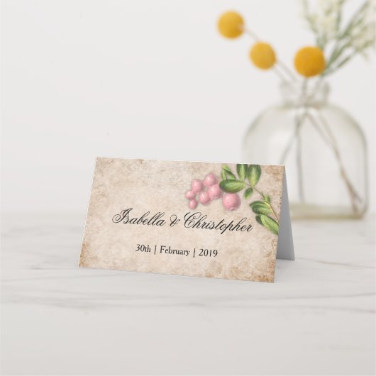 ヴィンテージピンクベリー結婚ズ座席表 プレイスカード (正面)