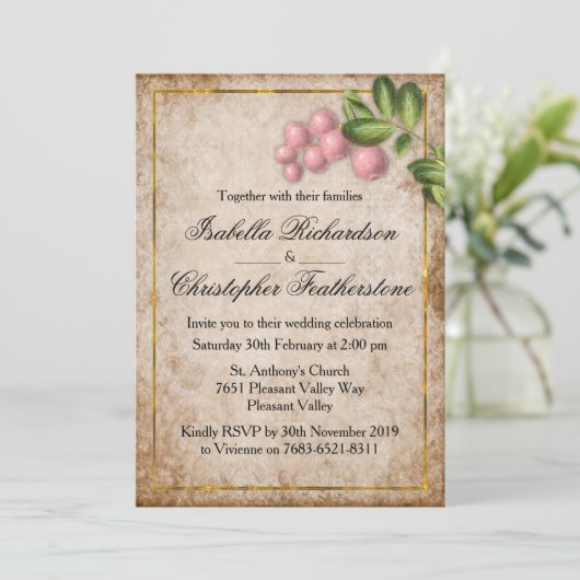 ヴィンテージピンクベリー結婚ズ 招待状 (スタンド正面)