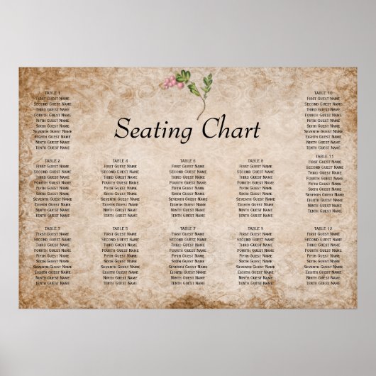 ヴィンテージピンクベリー結婚式レセプションシート ポスター (正面)