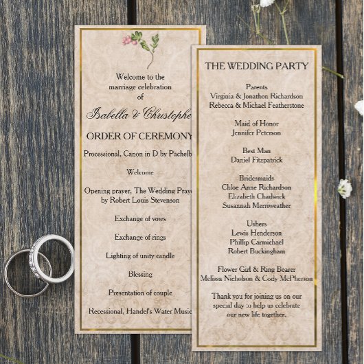 ヴィンテージピンクベリー結婚式 プログラム