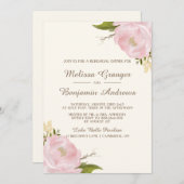 ヴィンテージピンクペオニーズリハーサルディナー招待状 招待状 (正面/裏面)