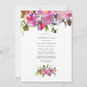 ヴィンテージピンクペオニーフローラお祝い 招待状 (正面)