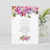 ヴィンテージピンクペオニーフローラお祝い 招待状 (スタンド正面)
