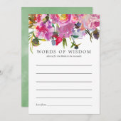 ヴィンテージピンクペオニーブライダルシャワーブライドアドバイス 招待状 (正面/裏面)