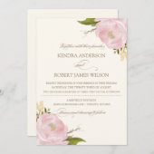 ヴィンテージピンクペオニー結婚式招待状II 招待状 (正面/裏面)