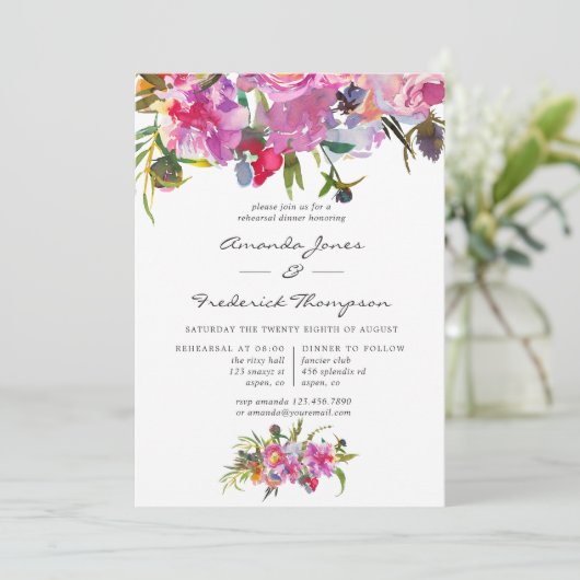 ヴィンテージピンクペニー水の色のリハーサルディナー 招待状 (スタンド正面)