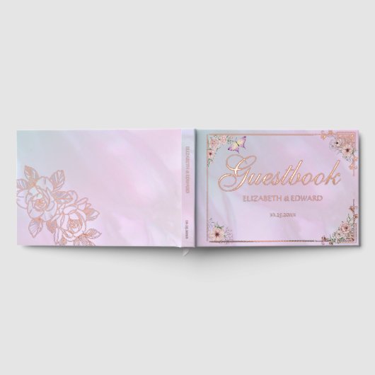 ヴィンテージピンクペリウインクルピーニー ゲストブック (全面)