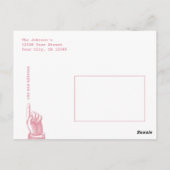 ヴィンテージピンクホットエアバルーン移動コテージ ポストカード (裏面)