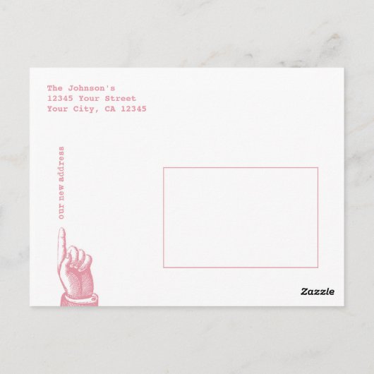 ヴィンテージピンクホットエアバルーン移動コテージ ポストカード (裏面)