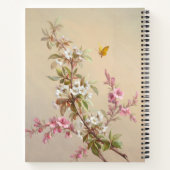 ヴィンテージピンクホワイトブロッサムバタフライ引用文 ノートブック (裏面)