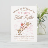 ヴィンテージピンクホースファーストRodeo 1st誕生日 招待状 (スタンド正面)