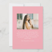 ヴィンテージピンクボウアーチ写真卒業 案内状 (裏面)