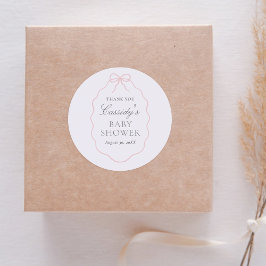 ヴィンテージピンクボウガールベビーシャワー ラウンドシール