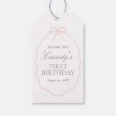 ヴィンテージピンクボウガール誕生日 ギフトタグ (正面)