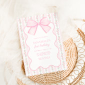 ヴィンテージピンクボウフローラエレガント誕生日 招待状