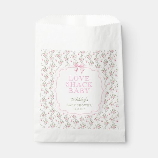 ヴィンテージピンクボウラブシャックガールベビーシャワー フェイバーバッグ (正面)
