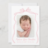 ヴィンテージピンクボウ2フォト誕生 案内状 (正面)