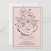 ヴィンテージピンクボタニカルブライダル茶書 招待状 (正面)