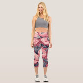 ヴィンテージピンクポピーフローラ カプリレギンス (正面)