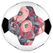 ヴィンテージピンクポピーフローラ サッカーボール (回転)