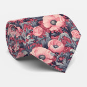 ヴィンテージピンクポピーフローラ ネクタイ (ロール)