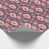ヴィンテージピンクポピーフローラ ラッピングペーパー (角)