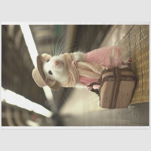 ヴィンテージピンクマウス旅行切り離し 薄葉紙 (正面)