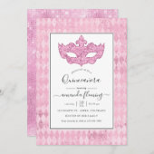 ヴィンテージピンクマスカレードキンセアニラ 招待状 (正面/裏面)