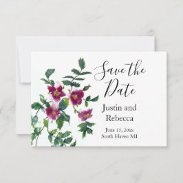 ヴィンテージピンクマゼンタバラ、水彩ピンクローズ セーブザデート