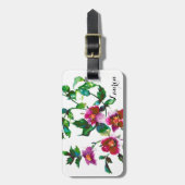 ヴィンテージピンクマゼンタバラ、水彩ピンクローズ ラゲッジタグ (正面縦)