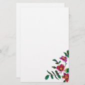 ヴィンテージピンクマゼンタバラ、水彩ピンクローズ 便箋 (正面/裏面)