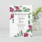 ヴィンテージピンクマゼンタバラ、水彩ピンクローズ 招待状 (スタンド正面)