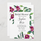 ヴィンテージピンクマゼンタバラ、水彩ピンクローズ 招待状 (正面/裏面)