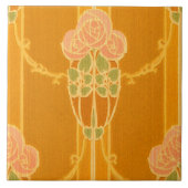 ヴィンテージピンクマッキントッシュスタイルバラクラスタパターン タイル (正面)