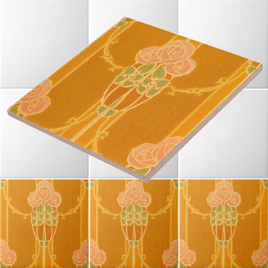 ヴィンテージピンクマッキントッシュスタイルバラクラスタパターン タイル