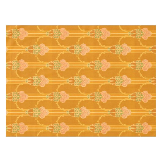 ヴィンテージピンクマッキントッシュスタイルバラクラスタパターン テーブルクロス (正面(横))