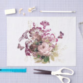 ヴィンテージピンクマルーンバタフライフローラ 薄葉紙 (クラフト)