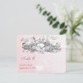 ヴィンテージピンクミュージカルス結婚クロールのテーブル番号。 招待状 (スタンド正面)