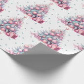 ヴィンテージピンクミントクリスマスツリー ラッピングペーパー (角)