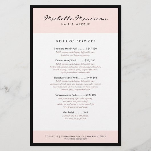 ヴィンテージピンクメイクアップと美しいサロン、ネイルサロン チラシ (正面)